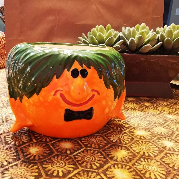 Vintage Ceramic Pumpkin Man Planter - Picture 14 of 16